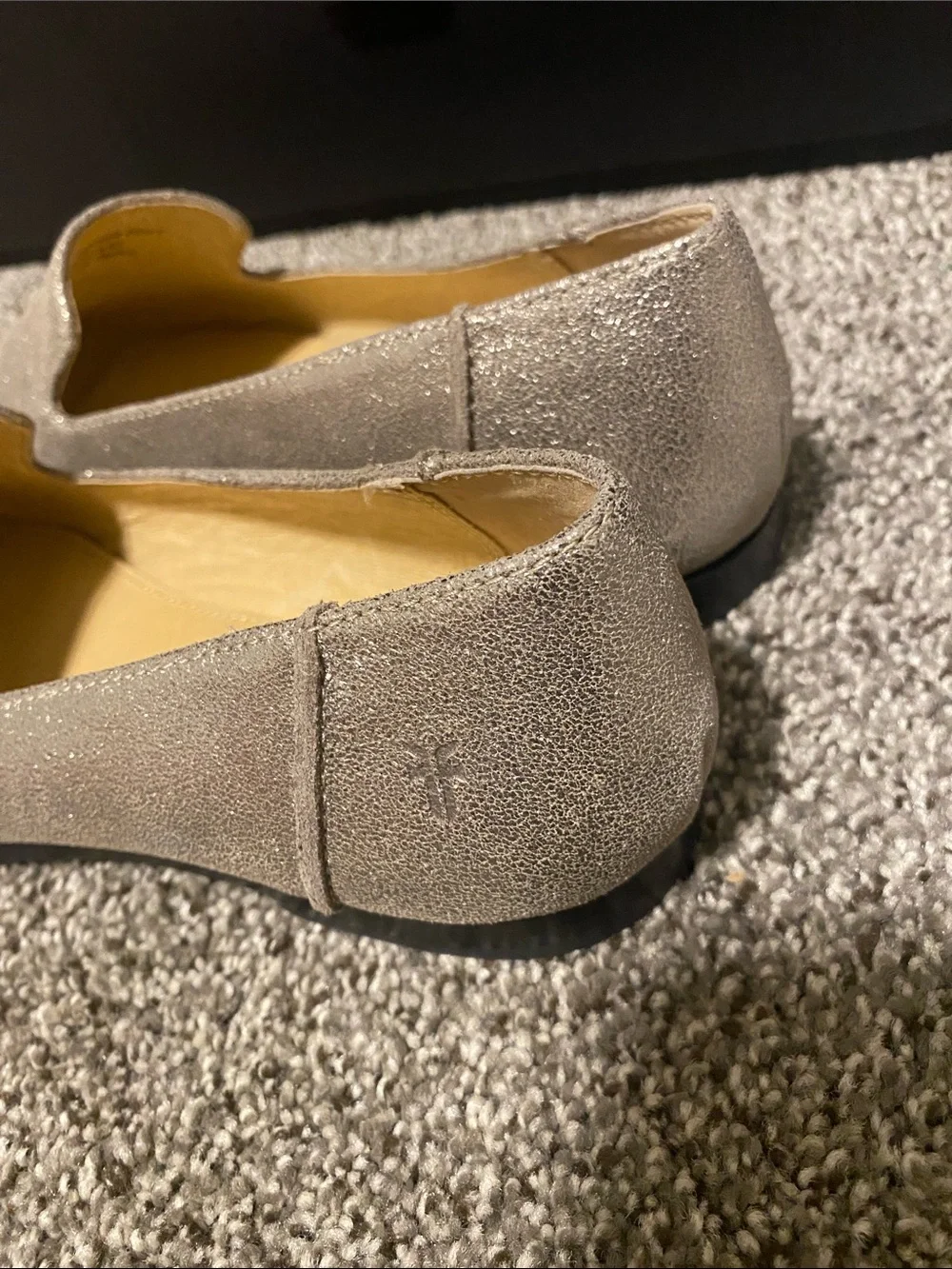 Frye Metallic Silver Pointed Slip-On Flats